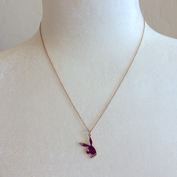 Official Gold Playboy bunny necklace with diamond eye